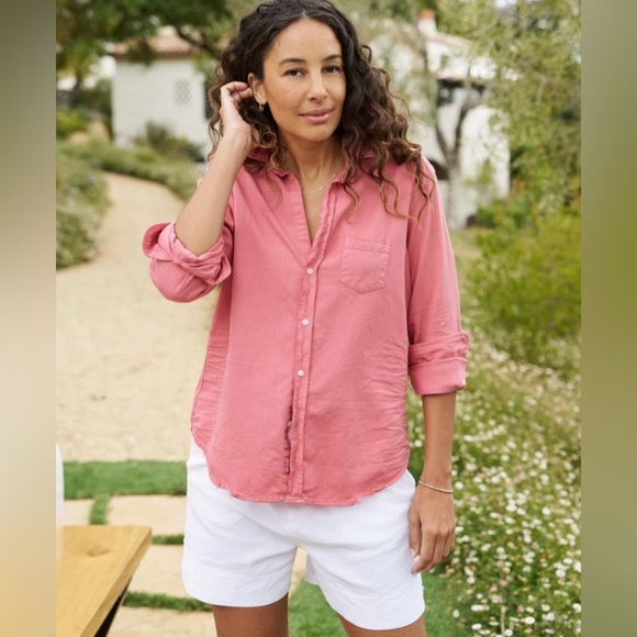 Frank & Eileen BARRY Tailored Button-Up Shirt Famous Denim Size: M Pink - Picture 12 of 16